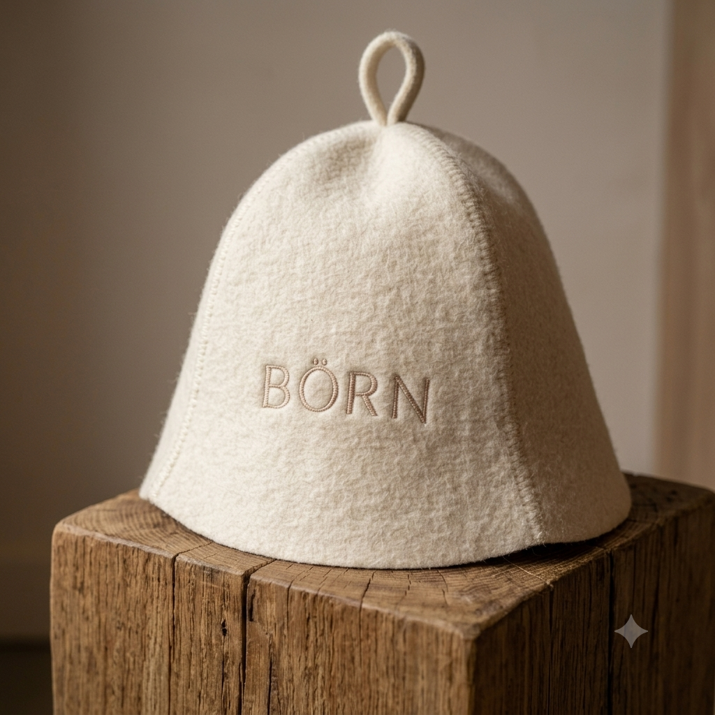 Natural wool felt sauna hat for heat protection