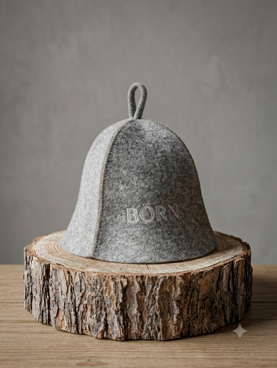 Natural wool felt sauna hat for heat protection