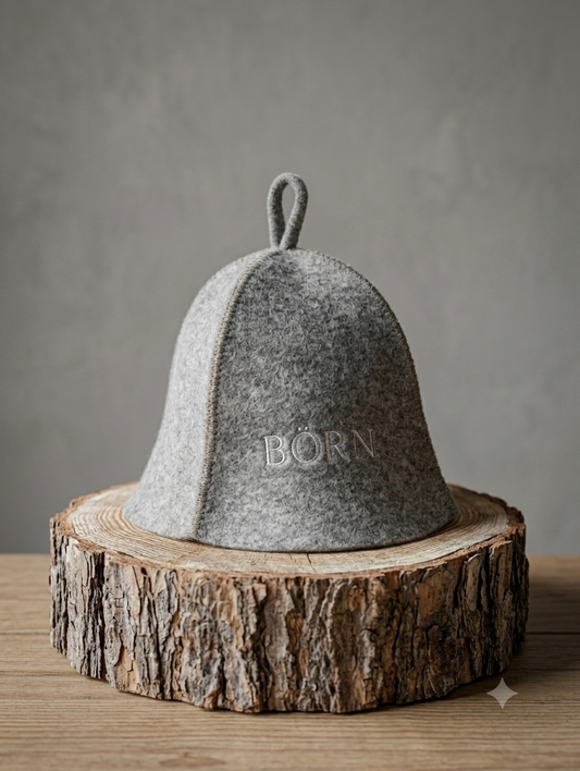 Natural wool felt sauna hat for heat protection