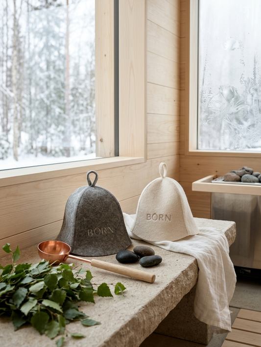 Natural wool felt sauna hat for heat protection